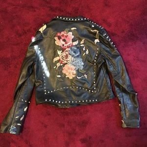 Embroidered Leather Jacket